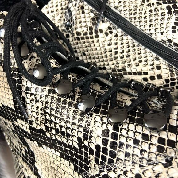 New✨ PAOLO Snakeskin Combat Lace-up Boots - Picture 4 of 9